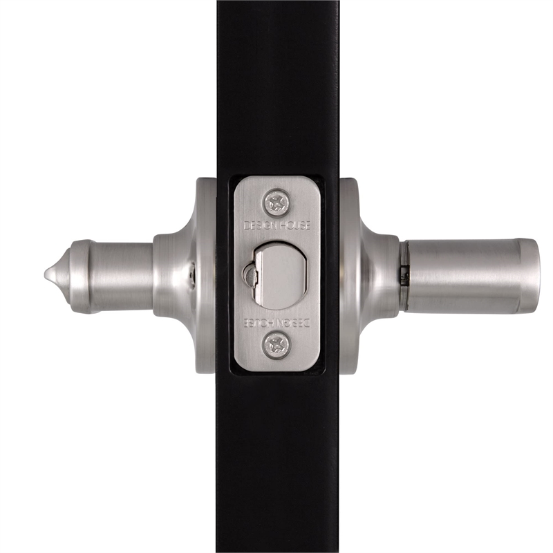 Design House 2-Way Latch Entry Brass Straight Door Handle in Satin Nickel/Silver