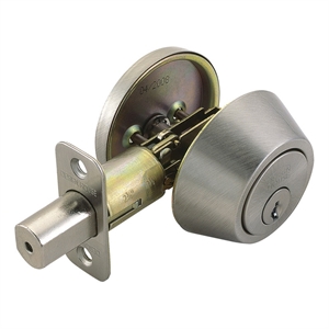 Design House Single Brass Cylinder 2-Way Latch Deadbolt in Satin Nickel/Silver