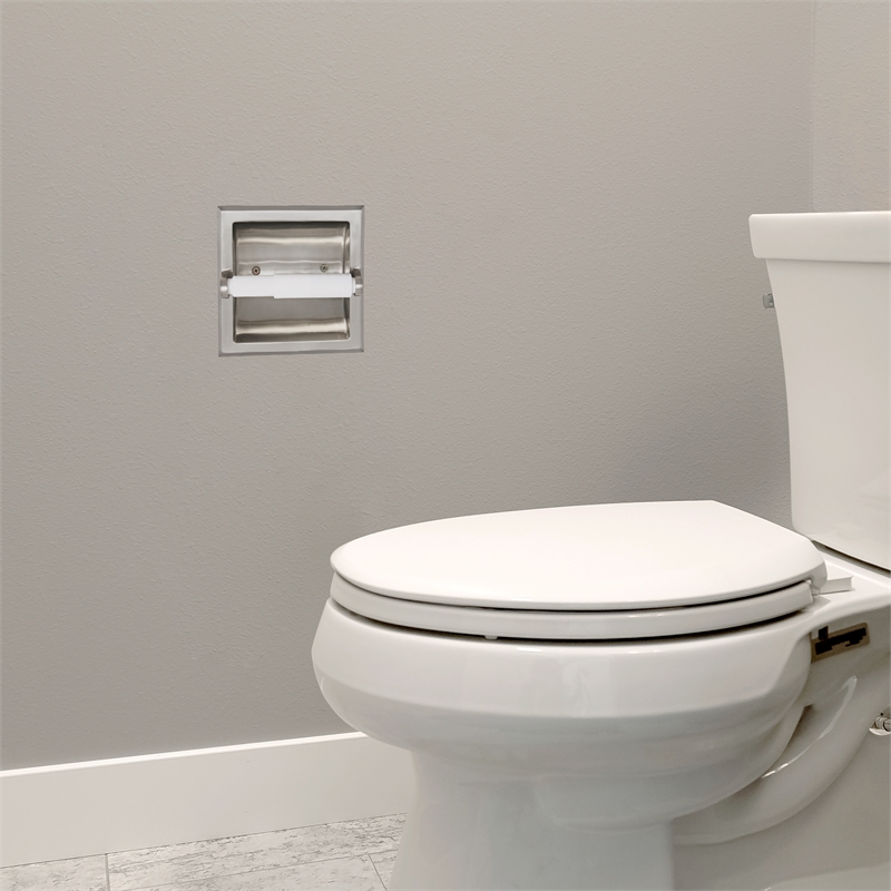 Design House Metal Recessed Toilet Paper Holder in Satin Nickel/Silver