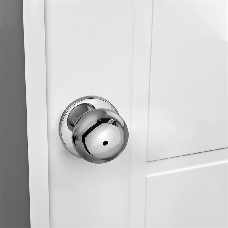 Design House Cambridge Brass Privacy Door Knob in Polished Chrome/Silver