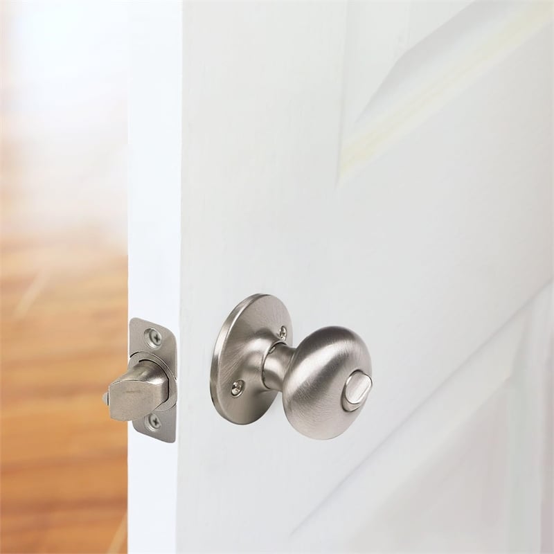 Design House Cambridge Brass Privacy Door Knob in Satin Nickel/Silver
