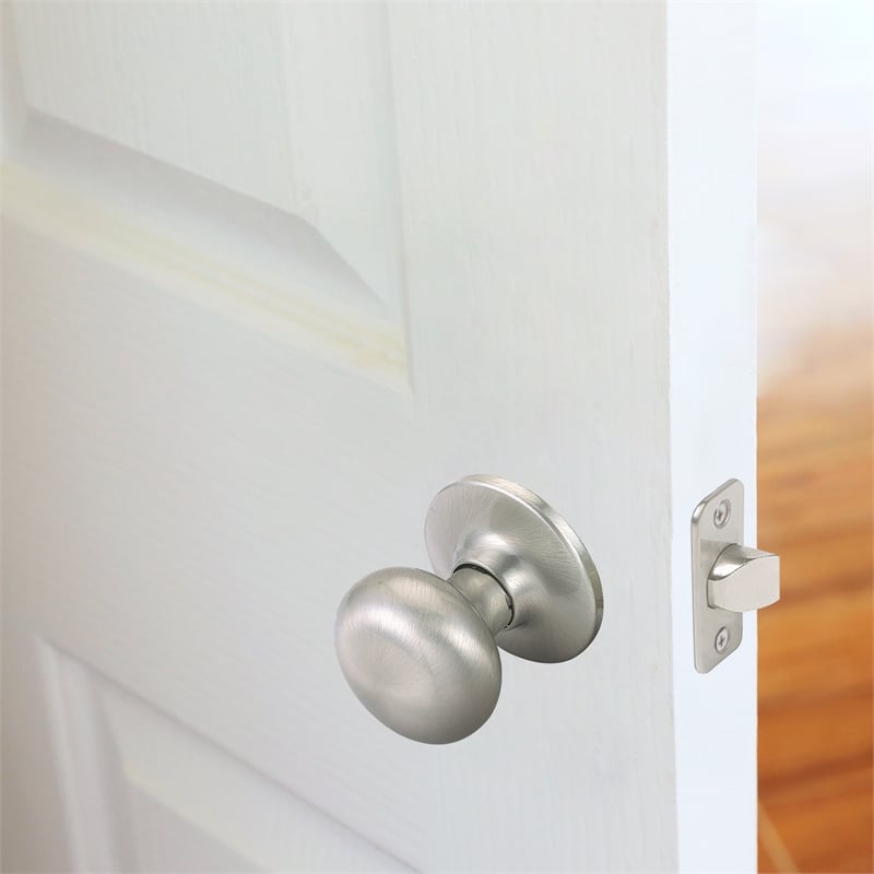 Design House Cambridge 2-Way Brass Passage Hall Door Knob in Satin Nickel