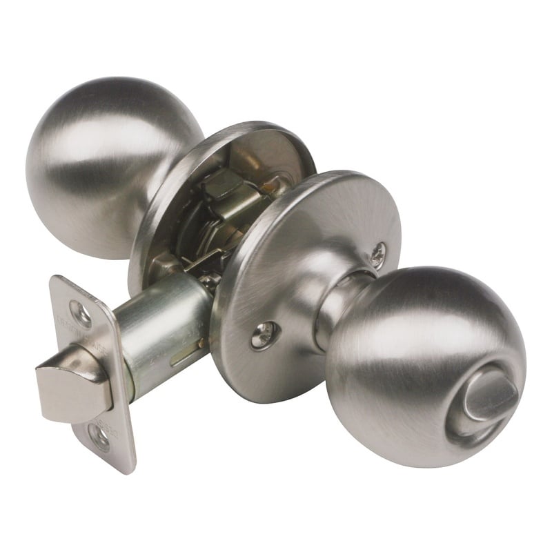 Design House 2-Way Latch Privacy Brass Door Knob in Satin Nickel