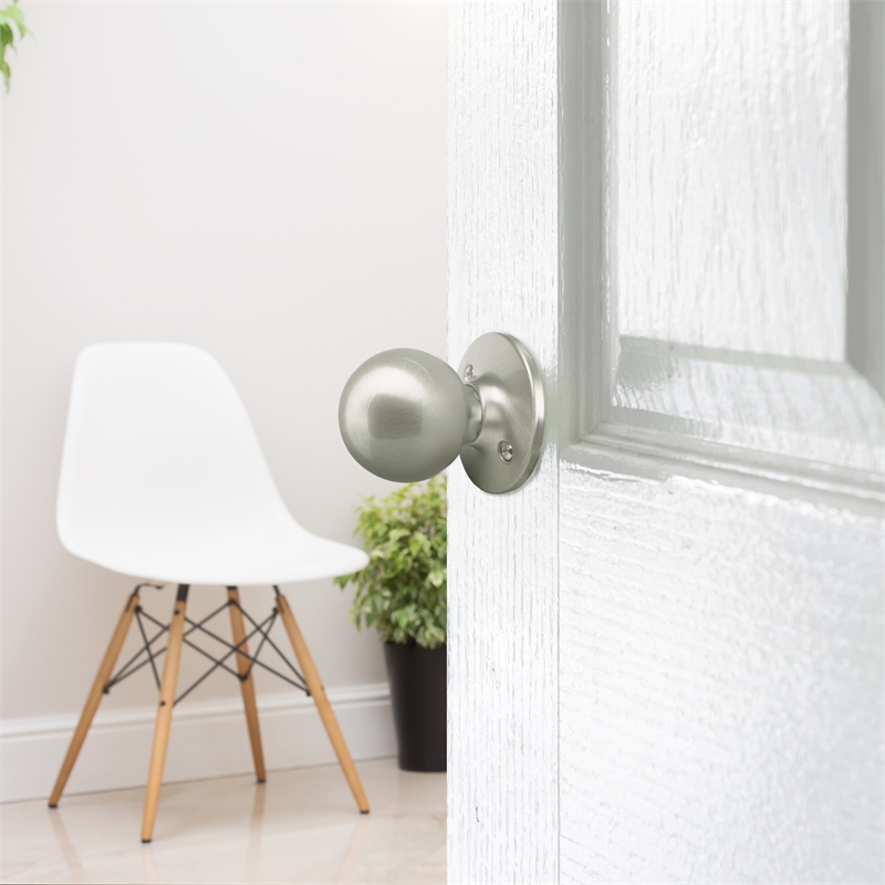 Ball Dummy Brass Door Knob in Satin Silver Nickel