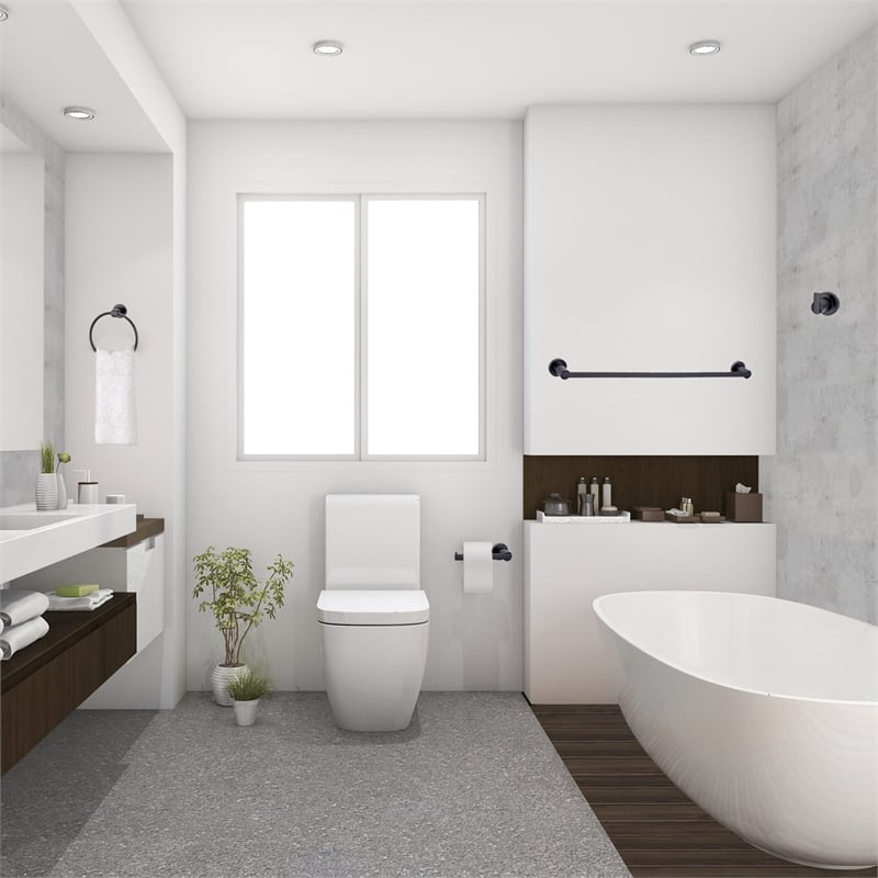 Design House Eastport Metal Bathroom Accessory Kit in Matte Black 4-Piece