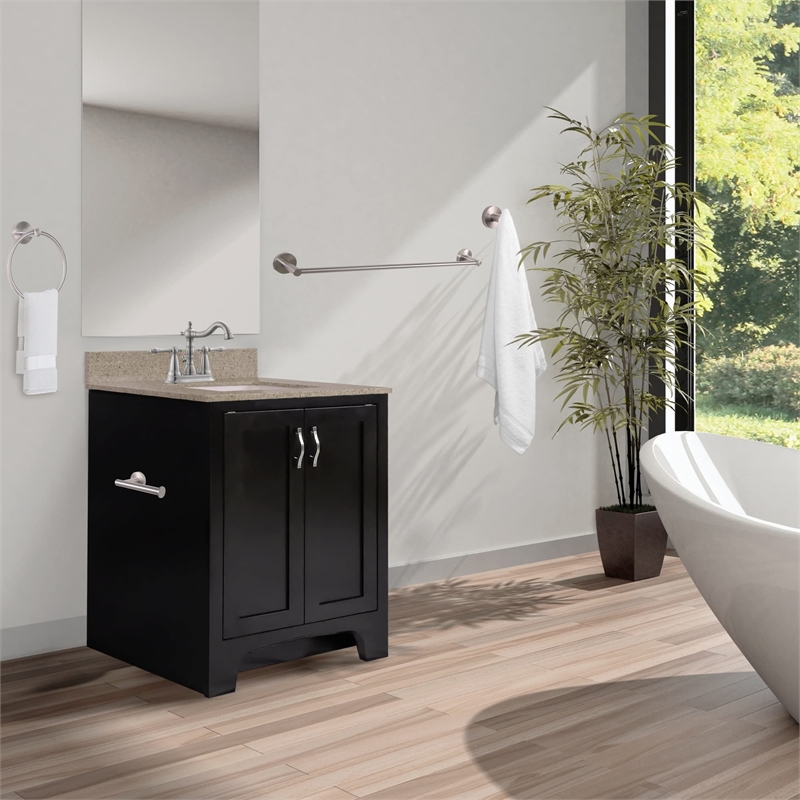 Design House Kelton 4-Piece Brass Bathroom Accessories in Satin Nickel/Silver