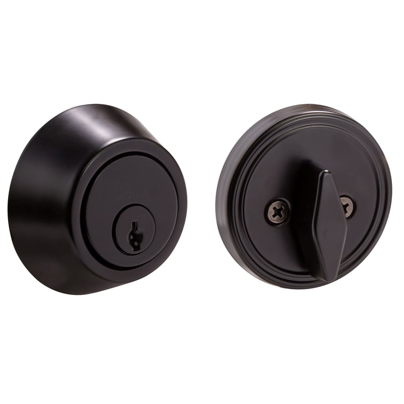 Design House Single Brass Cylinder Deadbolt in Matte Black Finish