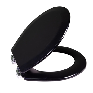 Design House Dalton Round 16.5&quotW Wood Toilet Seat in Black Finish