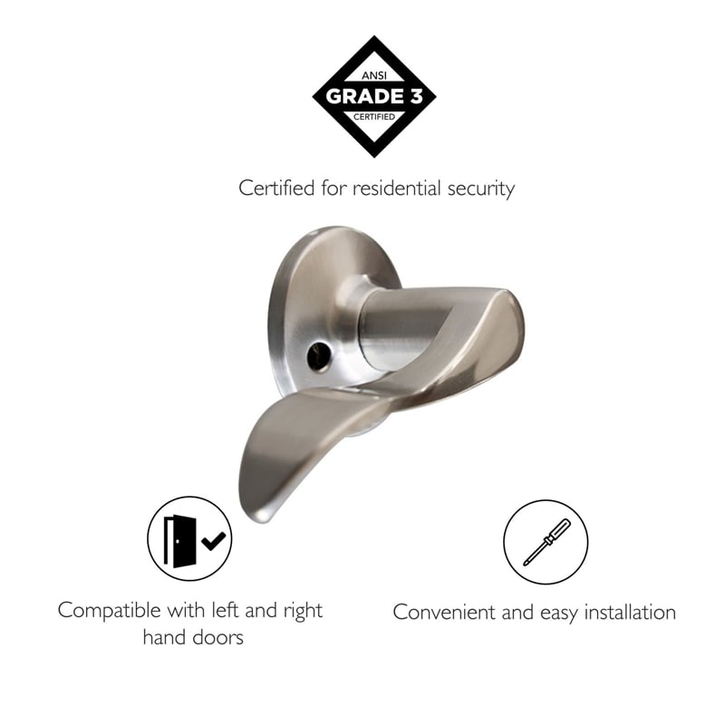 Design House Stratford Left-Hand Metal Dummy Door Knob in Satin Nickel/Silver