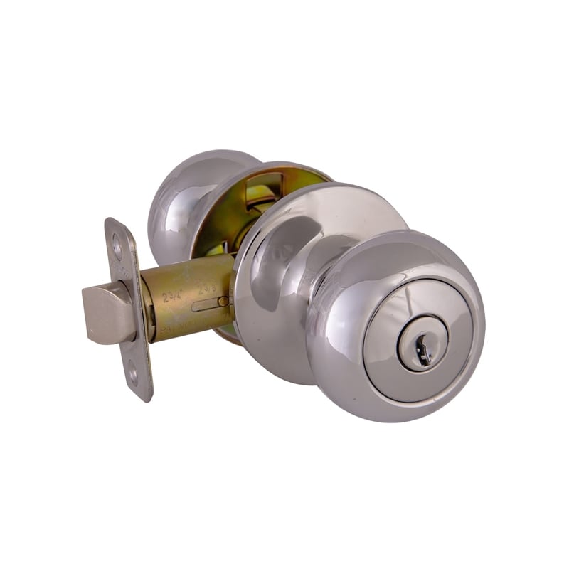 Design House Cambridge Keyed Brass Entry Door Knob in Polished Chrome/Silver