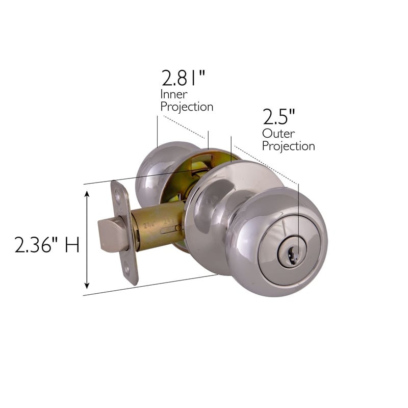 Design House Cambridge Keyed Brass Entry Door Knob in Polished Chrome/Silver