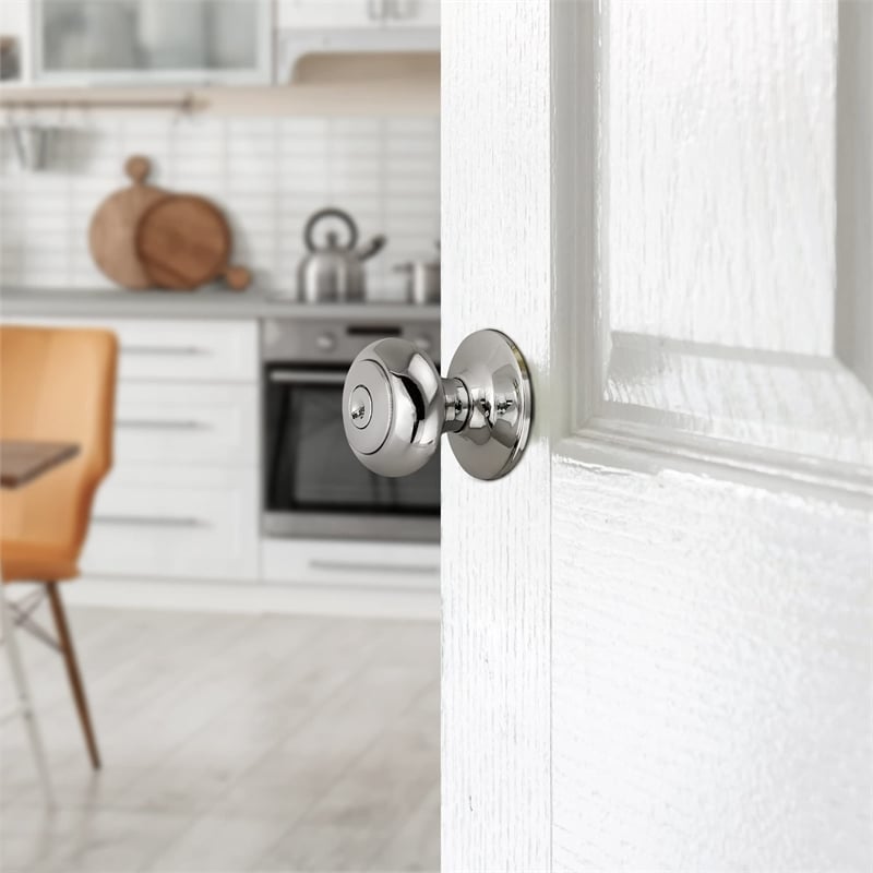 Design House Cambridge Keyed Brass Entry Door Knob in Polished Chrome/Silver