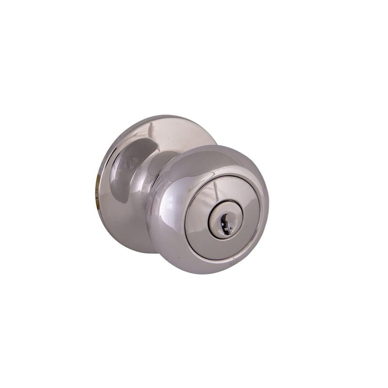 Design House Cambridge Keyed Brass Entry Door Knob in Polished Chrome/Silver