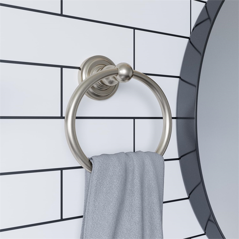 Calisto Metal Towel Ring in Silver Satin Nickel
