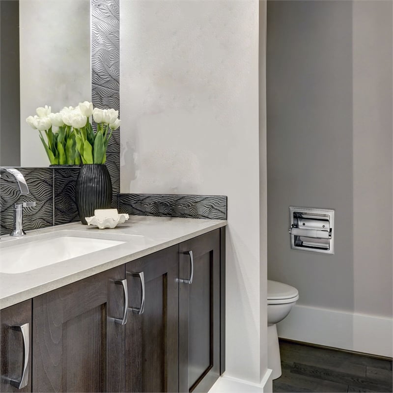 Design House Metal Recessed Toilet Paper Holder in Polished Chrome/Silver