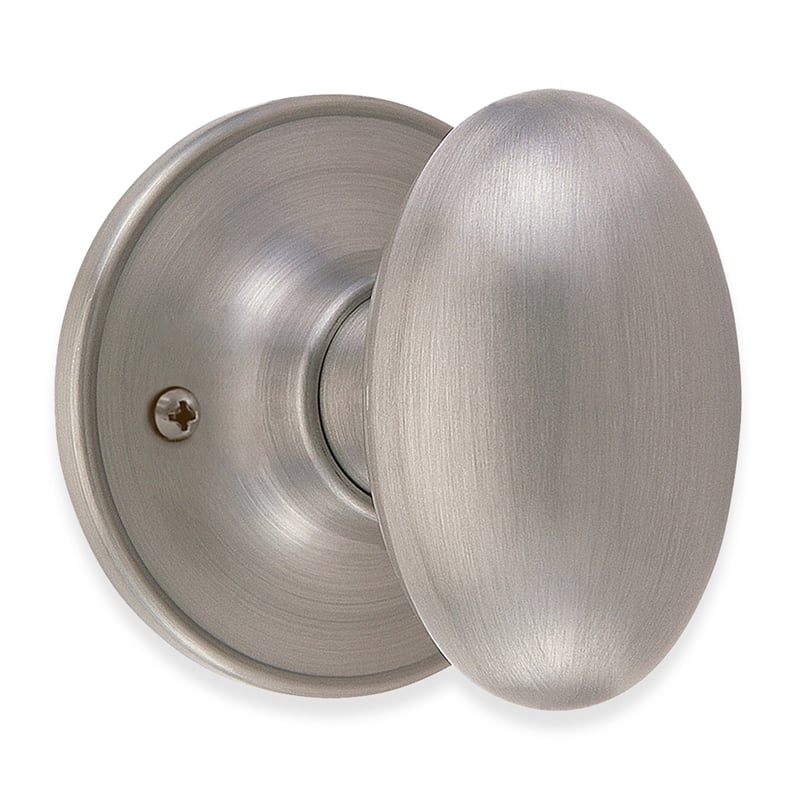 Egg Dummy Brass Door Knob in Silver Satin Nickel