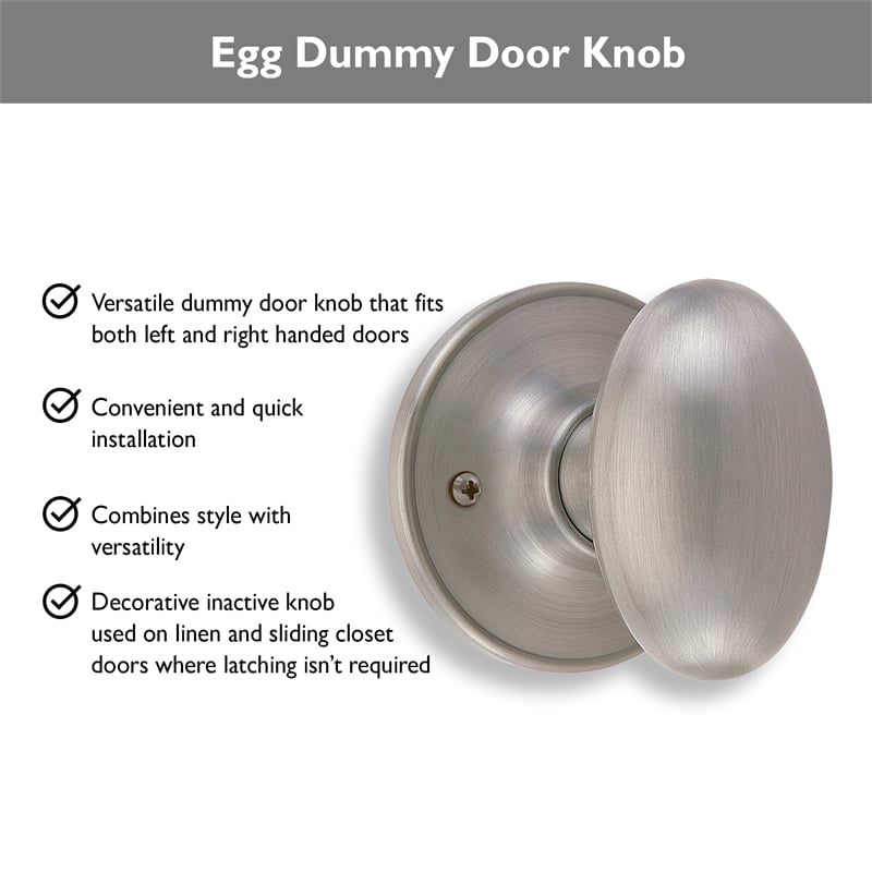 Egg Dummy Brass Door Knob in Silver Satin Nickel