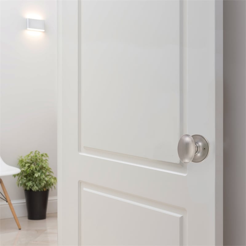 Egg Dummy Brass Door Knob in Silver Satin Nickel