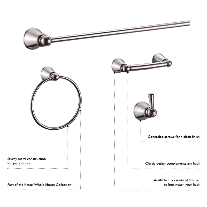 Design House Kassel 24-Inch Metal Towel Bar in Brushed Nickel/Silver