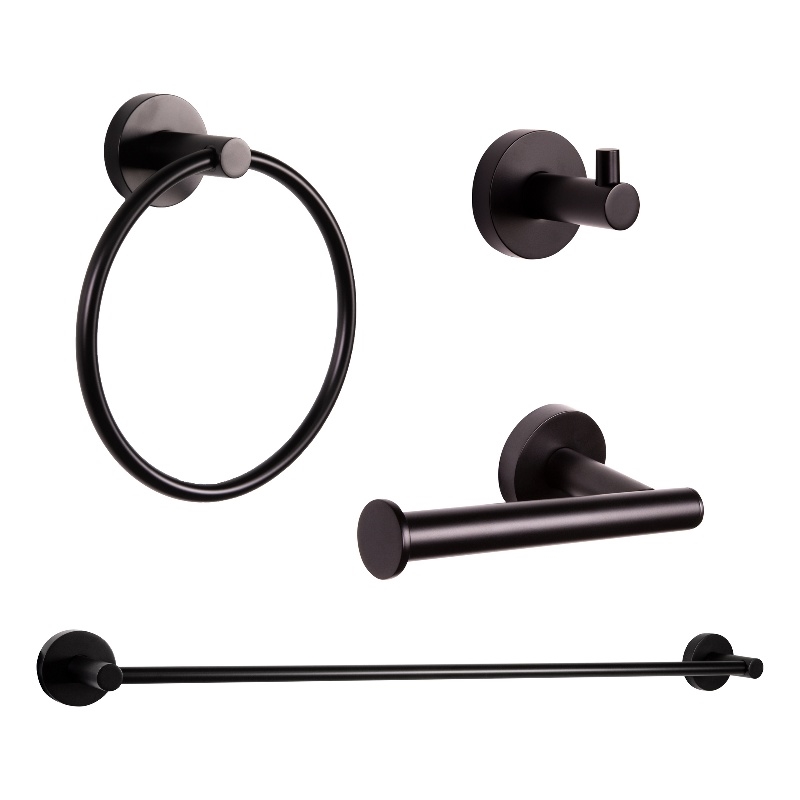 Design House Kelton 4-Piece Brass Bathroom Accessories in Matte Black