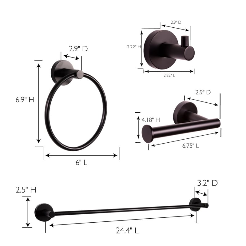Design House Kelton 4-Piece Brass Bathroom Accessories in Matte Black