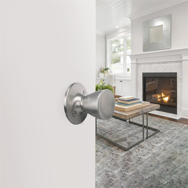 Design House Traditional Brass Tulip Dummy Door Handle in Satin Nickel