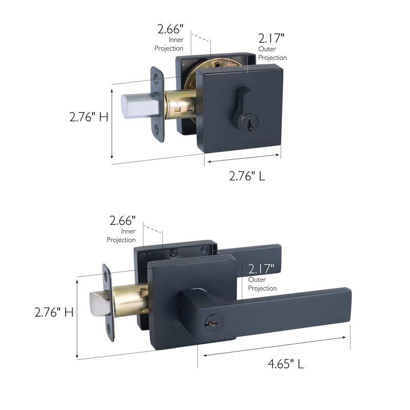 Design House Karsen 2-Way Metal Adjustable Entry Lever Combo in Matte Black
