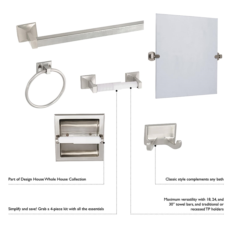 Design House Millbridge Metal Towel Ring in Polished Chrome/Silver