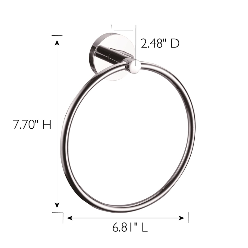 GRAZ Park Metal Towel Ring in Silver Polished Chrome