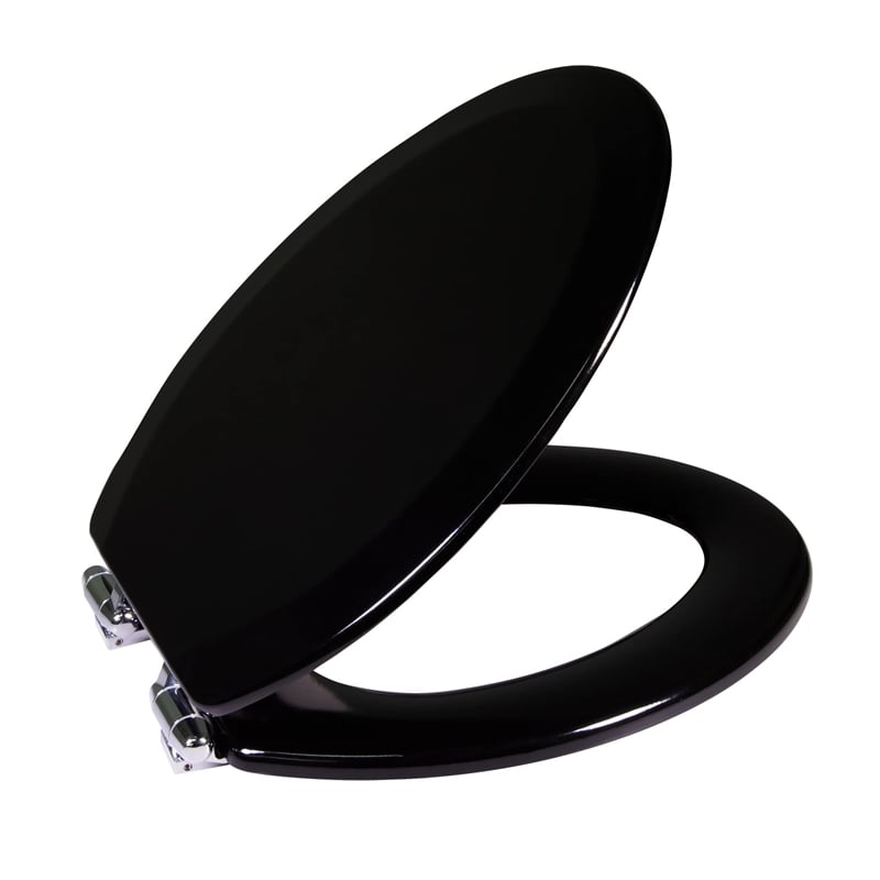 Design House Dalton Elongated Wood Toilet Seat in Black Finish