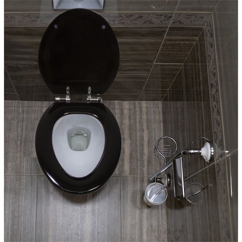 Design House Dalton Elongated Wood Toilet Seat in Black Finish