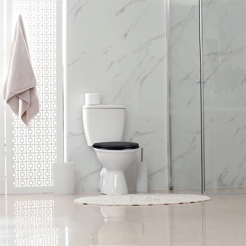 Design House Dalton Elongated Wood Toilet Seat in Black Finish
