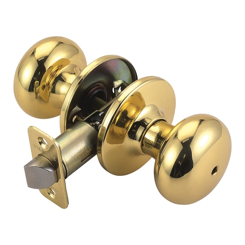 Design House Cambridge Privacy Brass Door Knob in Polished Brass