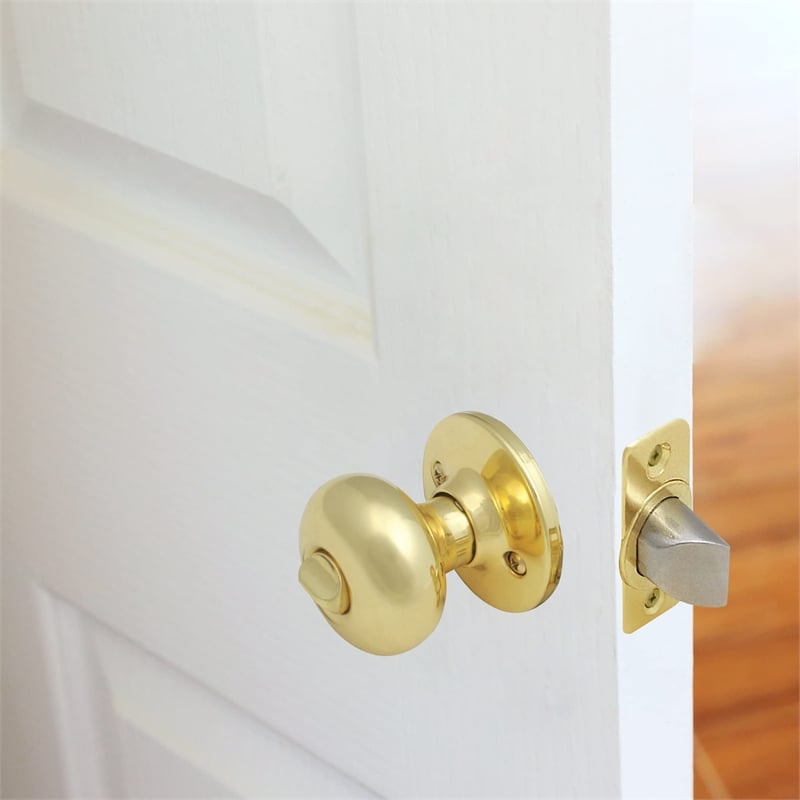 Design House Cambridge Privacy Brass Door Knob in Polished Brass