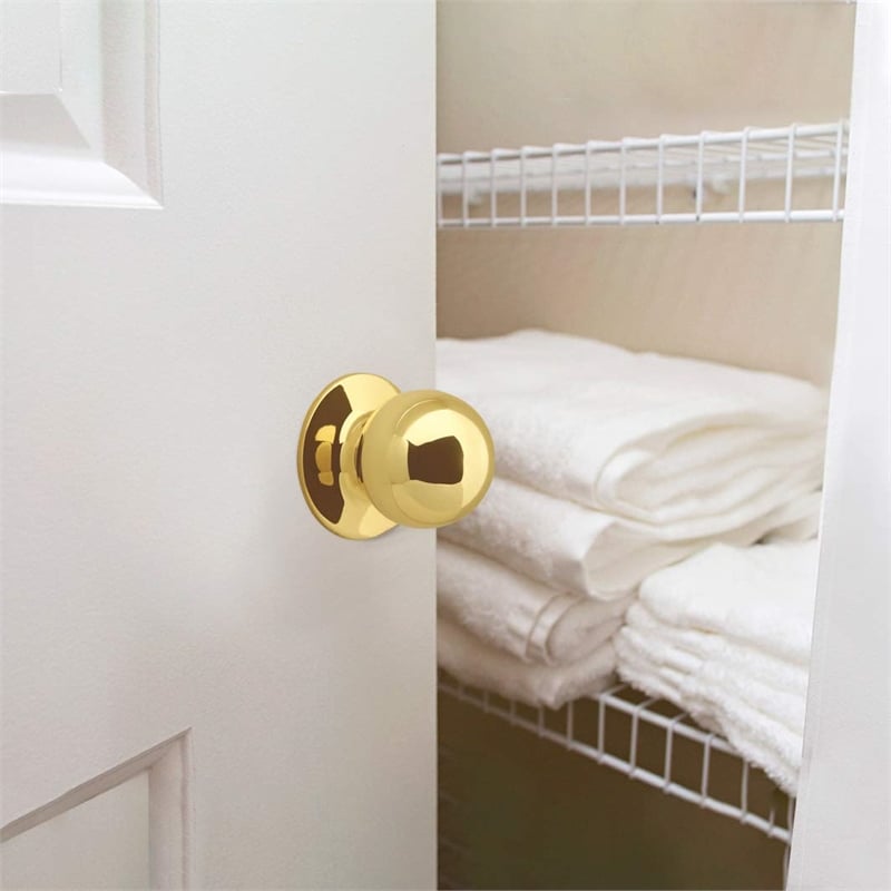 Design House Brass Ball 2-Way Latch Privacy Door Knob in Polished Brass