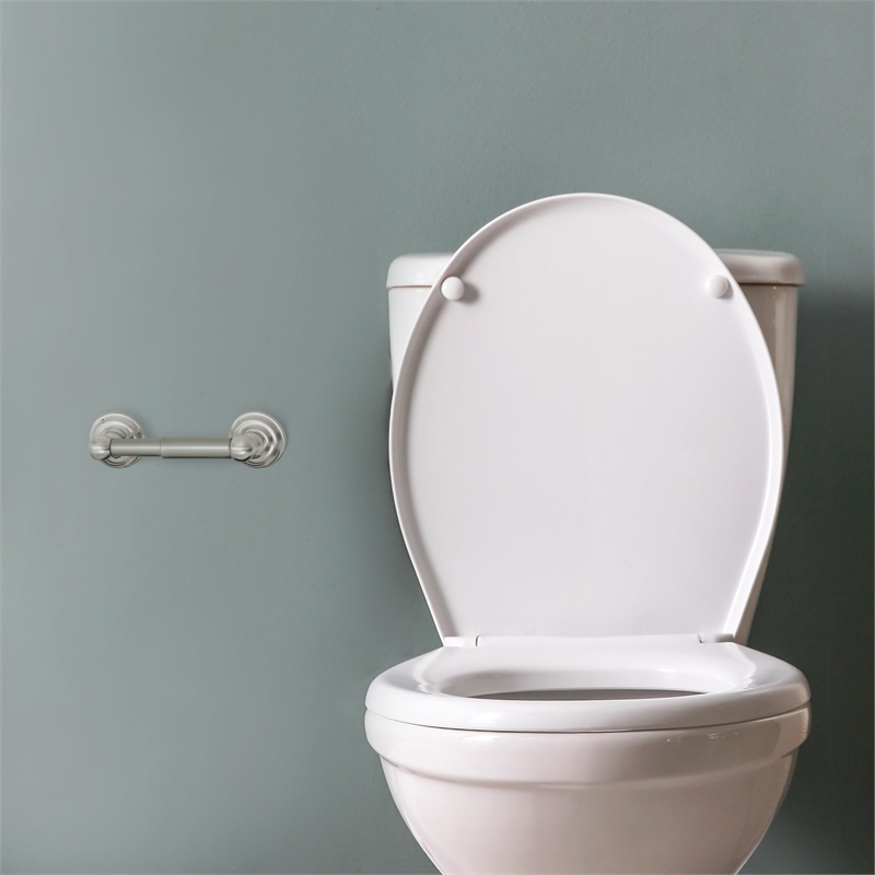 Design House Double Post Metal Toilet Paper Holder in Satin Nickel/Silver