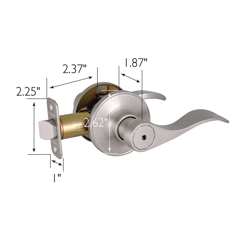 Design House Springdale 2-Way Brass Privacy Door Lever in Satin Nickel/Silver