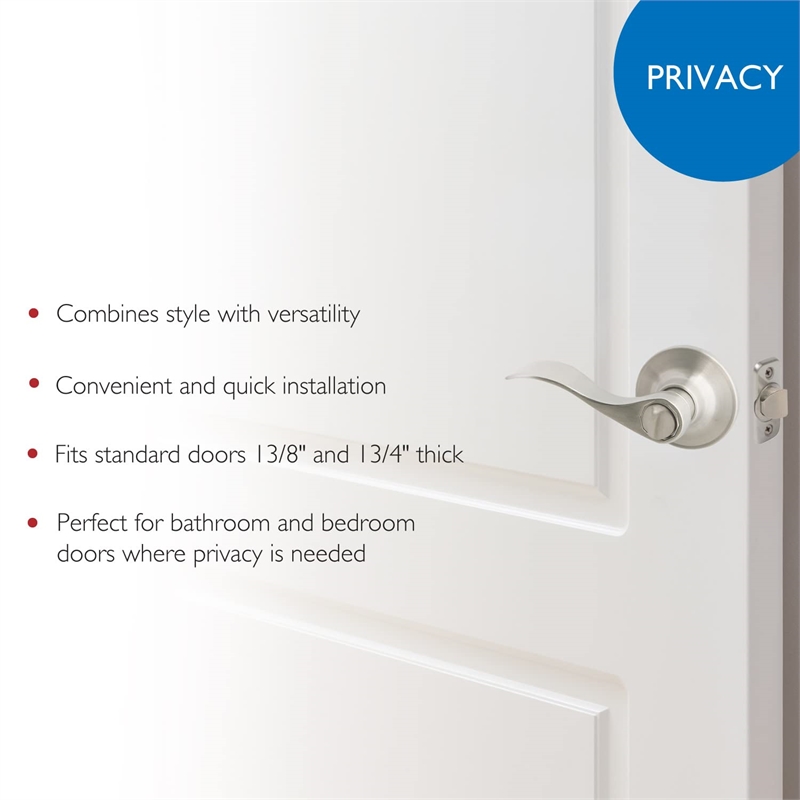 Design House Springdale 2-Way Brass Privacy Door Lever in Satin Nickel/Silver