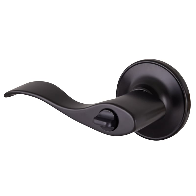 Design House Springdale Keyed Brass Entry Door Handle in Matte Black
