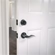 Design House Springdale Keyed Brass Entry Door Handle in Matte Black