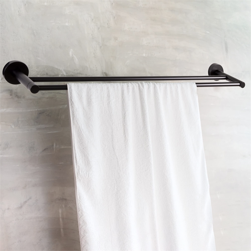 Design House Kelton Brass Double Towel Bar in Matte Black Finish
