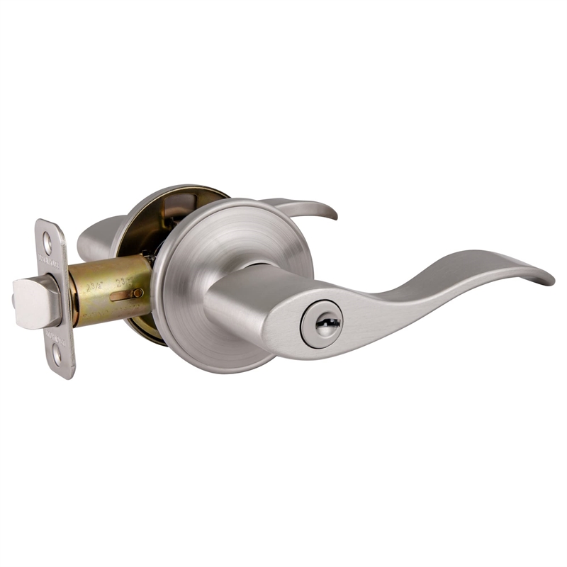 Design House Springdale 2-Way Brass Latch Door Lever in Satin Nickel/Silver