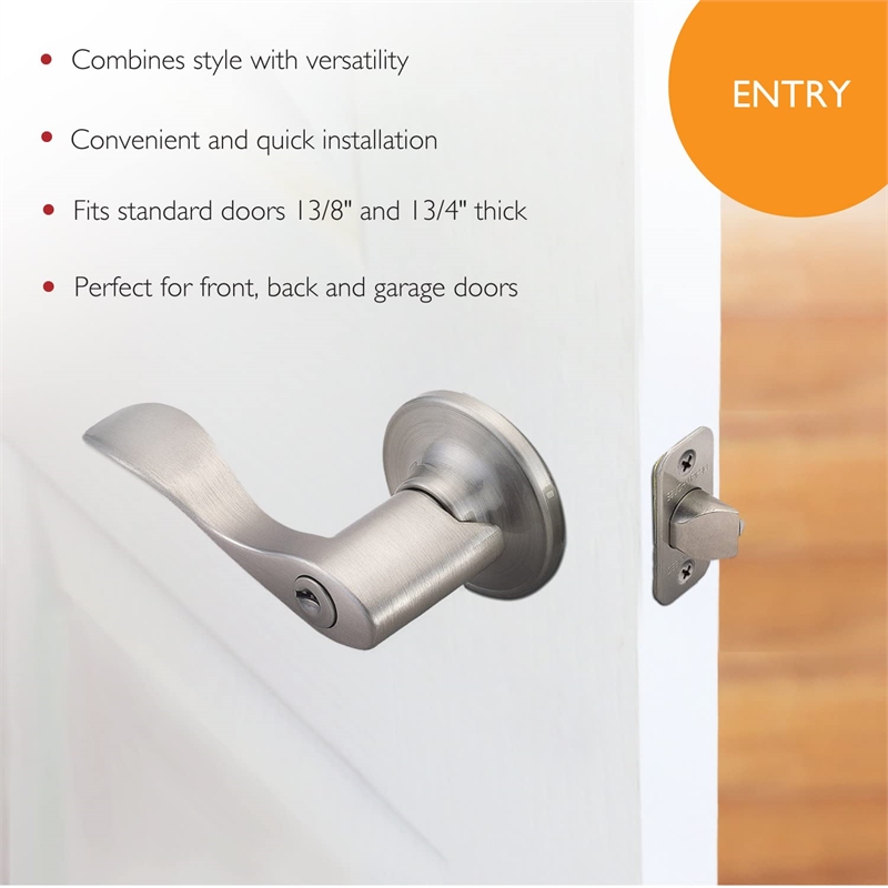 Design House Springdale 2-Way Brass Latch Door Lever in Satin Nickel/Silver