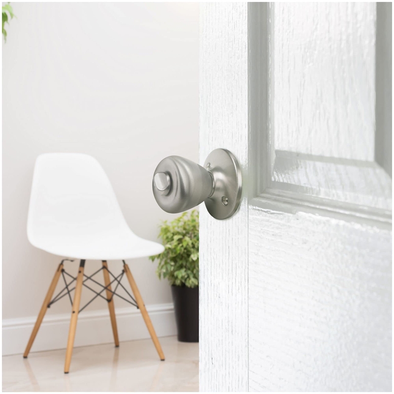 Tulip Privacy Brass Door Knob in Satin Silver Nickel