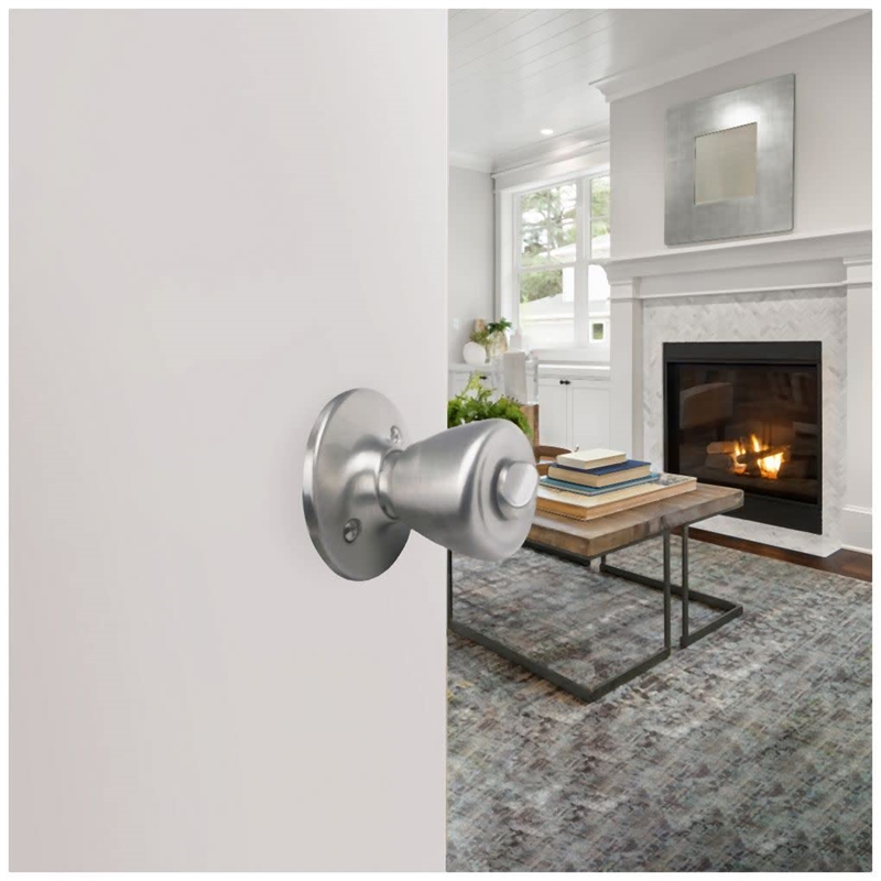 Tulip Privacy Brass Door Knob in Satin Silver Nickel