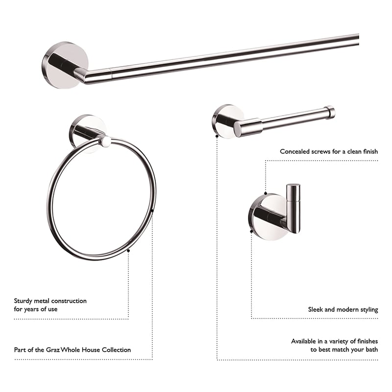 Design House GRAZ Metal Park Toilet Paper Holder in Polished Chrome/Silver