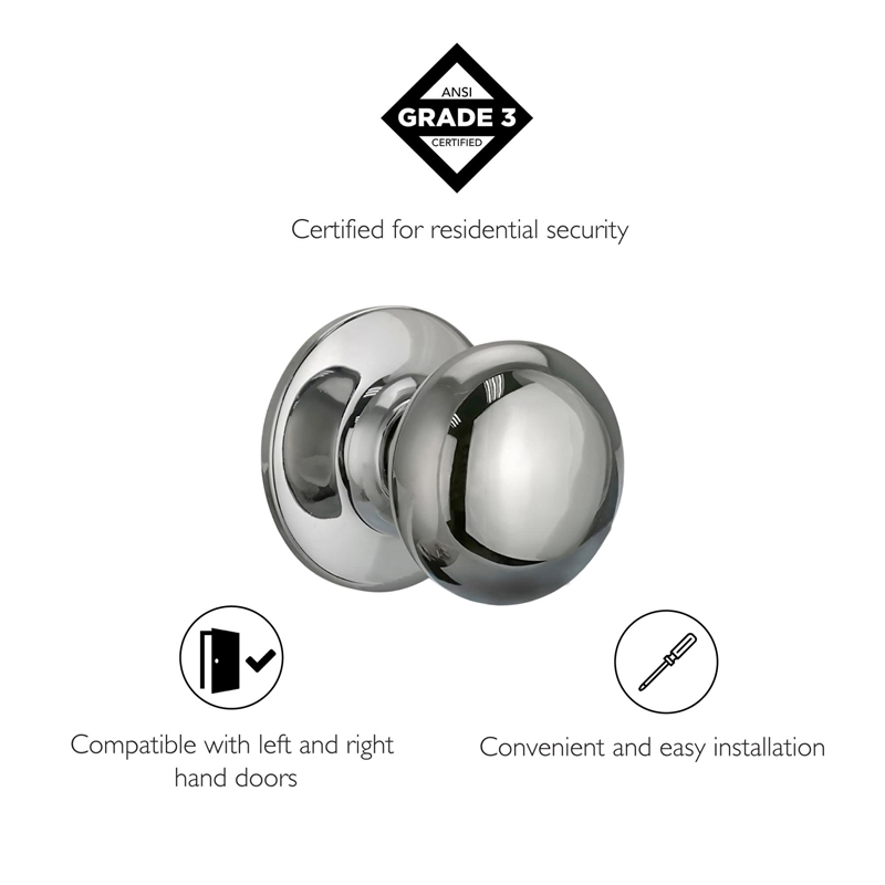 Design House Cambridge Brass Dummy Door Knob in Polished Chrome/Silver