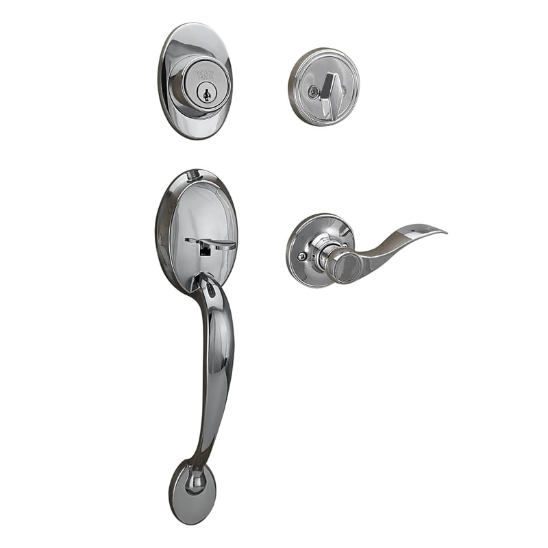 Design House Brass Coventry Door Handle Set in Polished Chrome/Silver