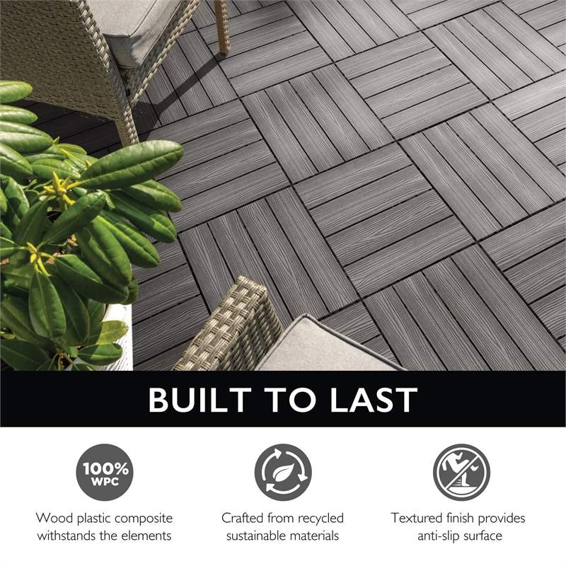 Square Deck Tiles in Modern Ebony/Black 6 Pack