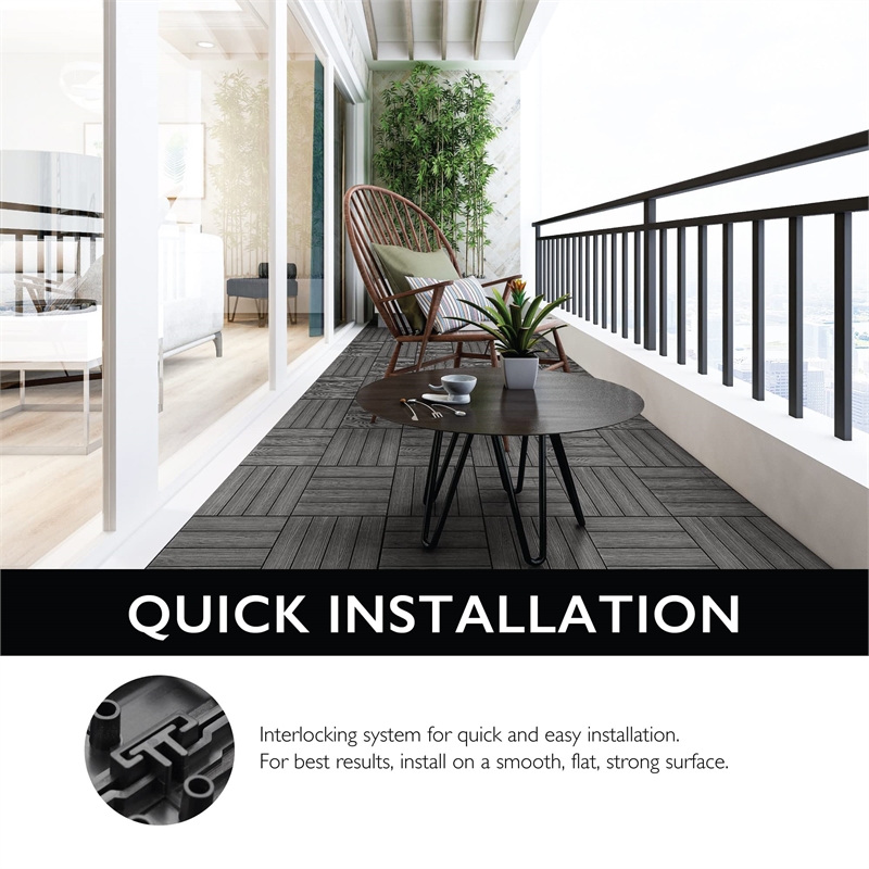 Square Deck Tiles in Modern Ebony/Black 6 Pack